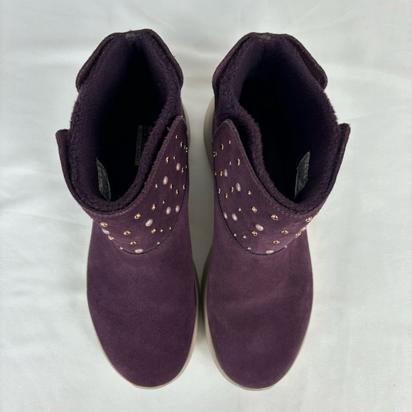 Skechers Ankle Boots Leather Lightweight Slip-On Comfy Booties Burgundy Size 10 - Picture 7 of 16